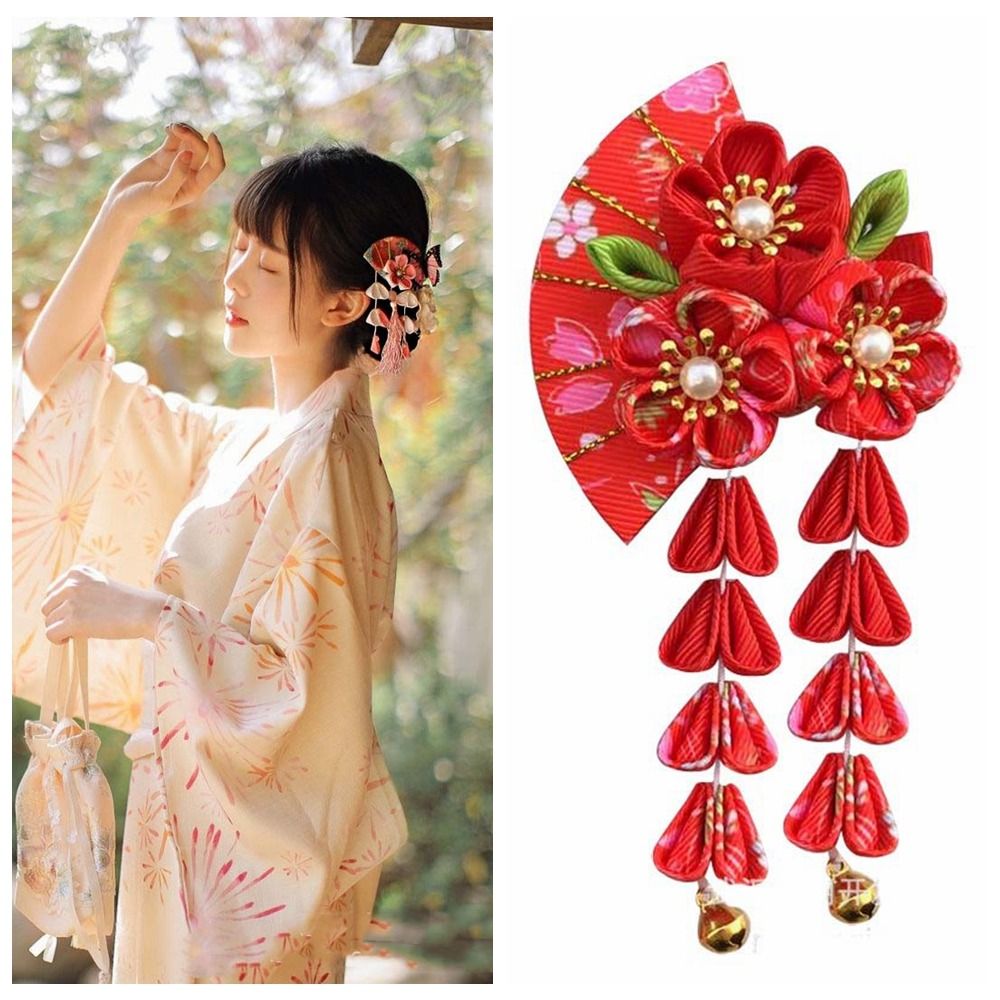 Women'S Kimono Accessories - Tassels Tassel Fan Hairpin Flower Sakura