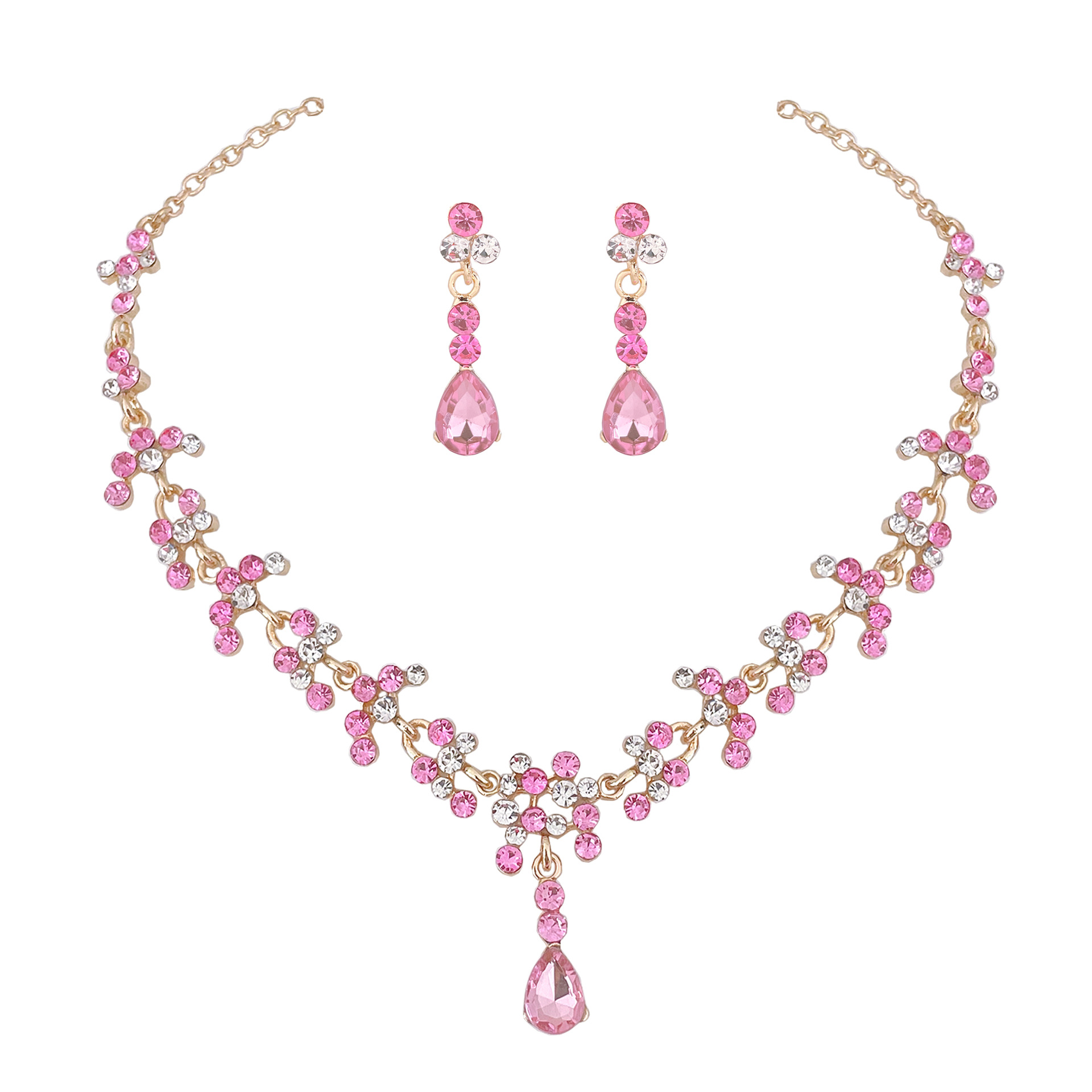 Women Jewelry Accessories For Black Dress - Baroque Pink Purple Crystal Bridal Wedding