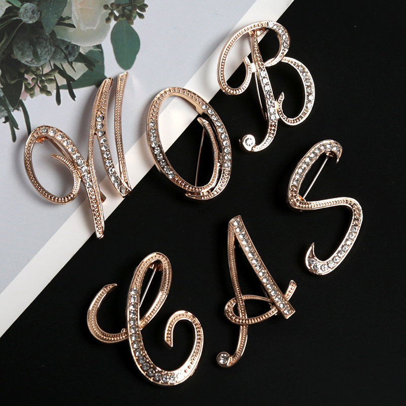 Women Accessories In English - Fashion Women Rhinestone Brooch A-Z English