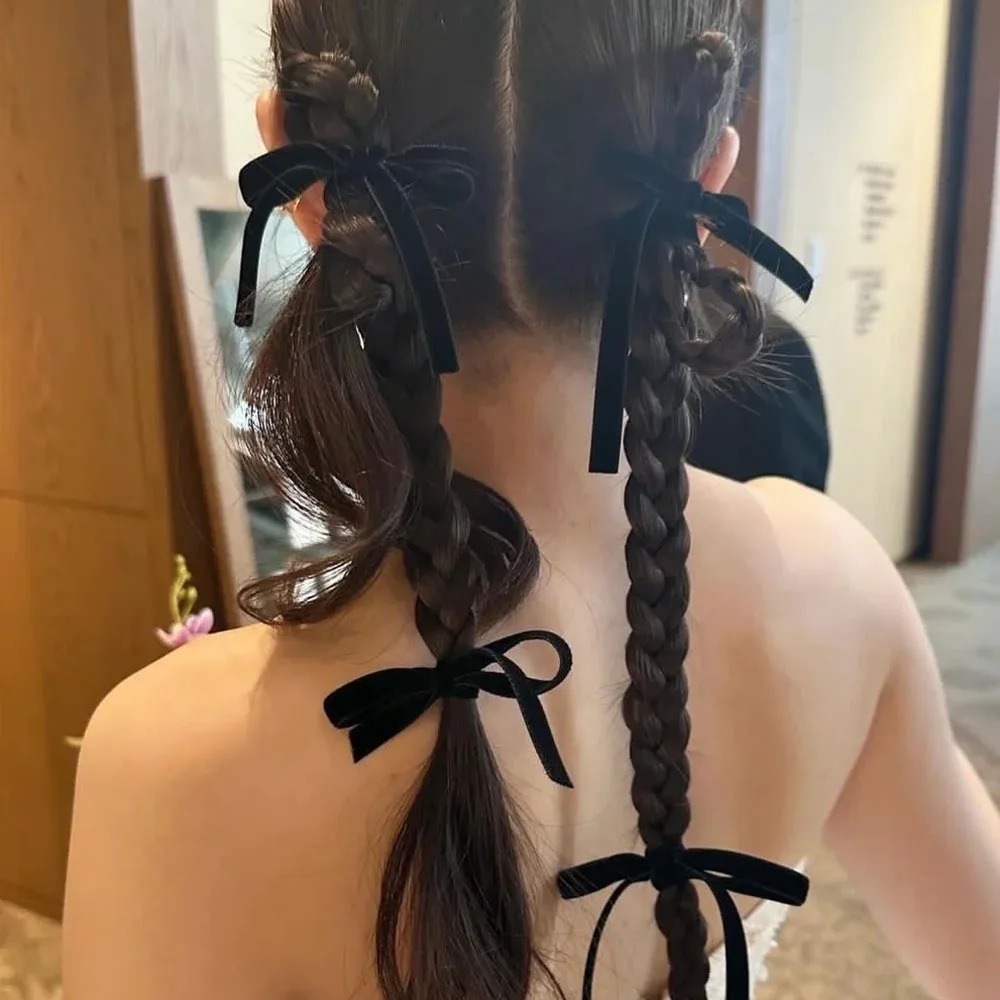 2Pcs Fashion Black Velvet Bow  - Hair Tie Velvet review and price