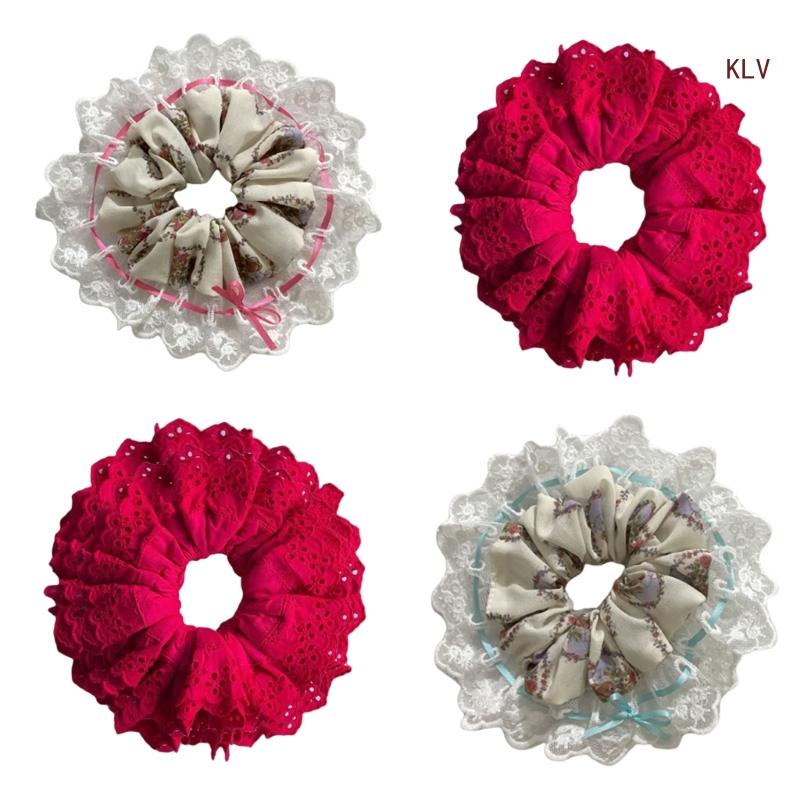Solid Color Scrunchies Lace Ha - Hair Tie Velvet review and price