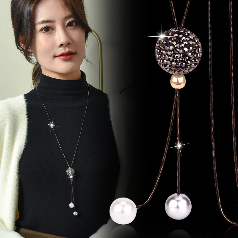 Black Crystal Ball Long Neckla - Women Jewelry Accessories For Black Dress review and price