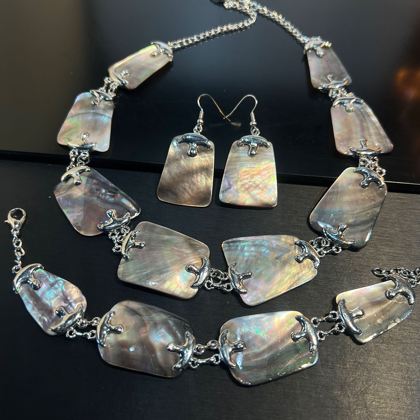 Set Jewelry Abalone white blac - Women Jewelry Accessories For Black Dress review and price