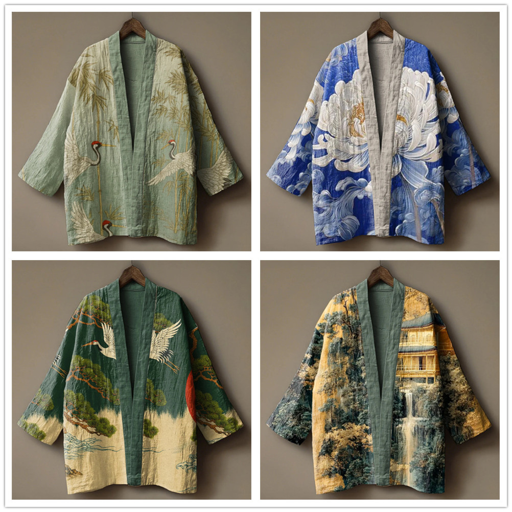 Japanese Crane Print Kimono fo - Women'S Kimono Accessories review and price