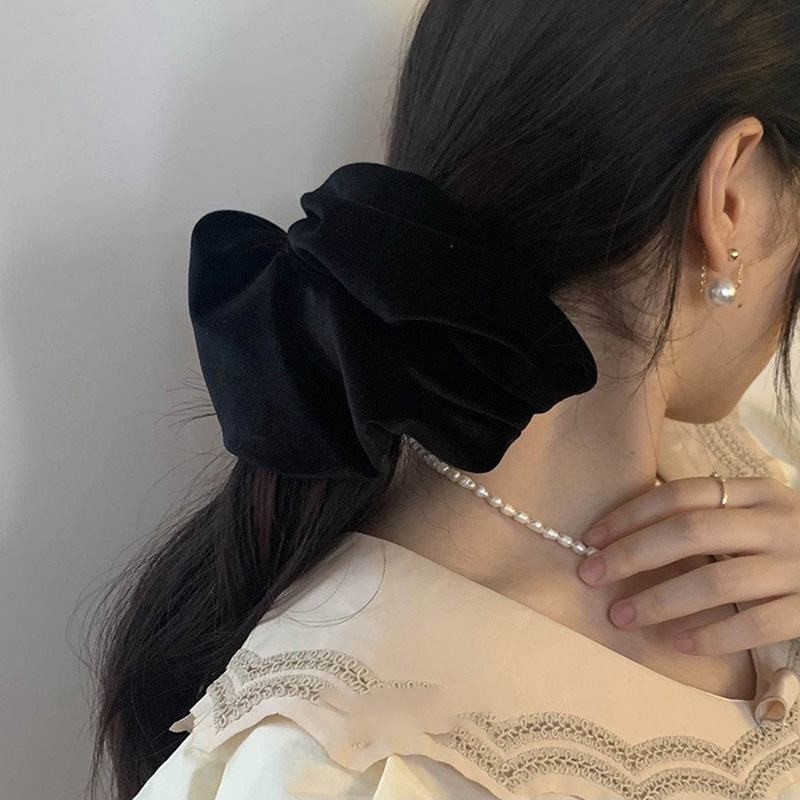 Oversize Black Velvet Scrunchi - Hair Tie Velvet review and price